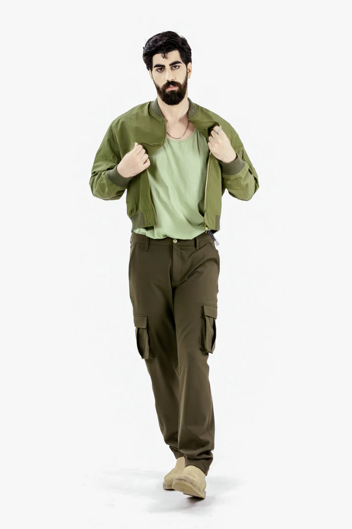 Army Olive Stretch Cargo Pants - Image 2