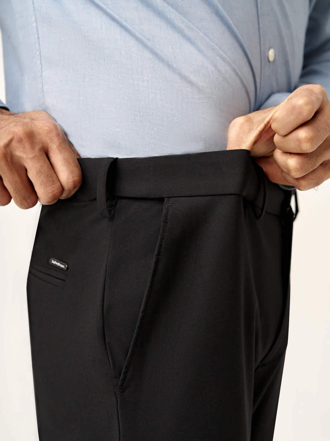 Brisk Black Water Repellent Slim Fit Stretch Formal Pants - Image 4