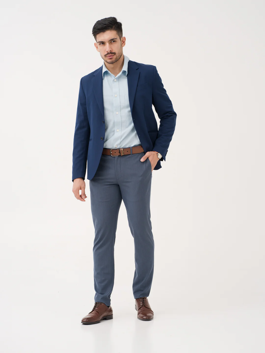 Canyon Blue Twill Luxury Stretch Pants - Image 2
