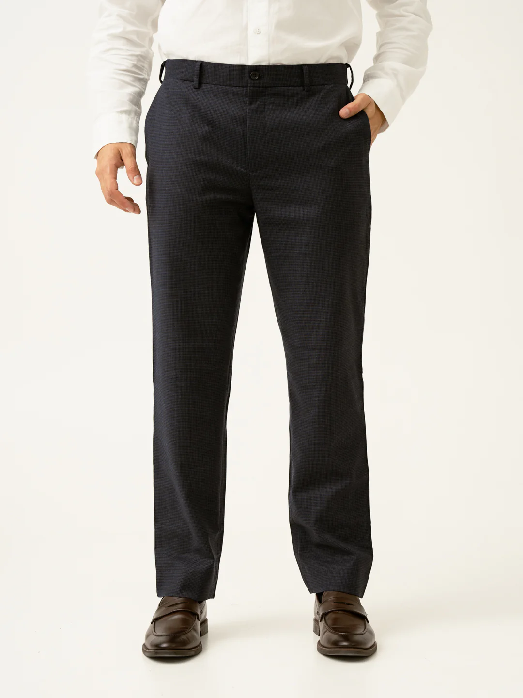 Castle Navy Houndstooth Merino Wool Pants