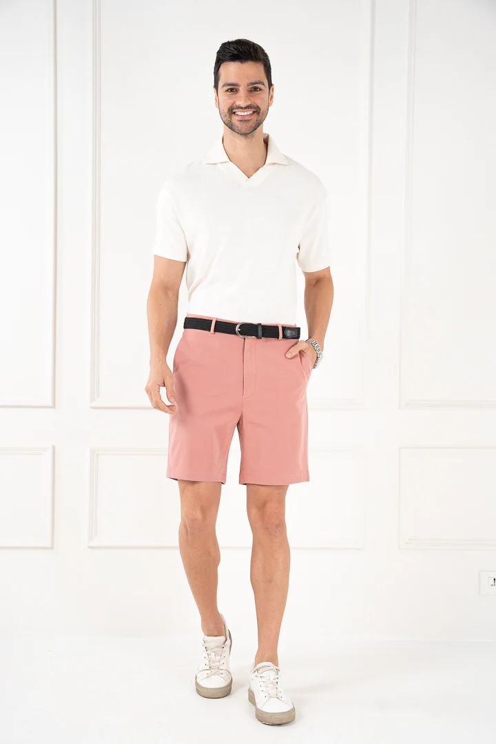 Coral Cotton Stretch Chino Shorts - Image 2