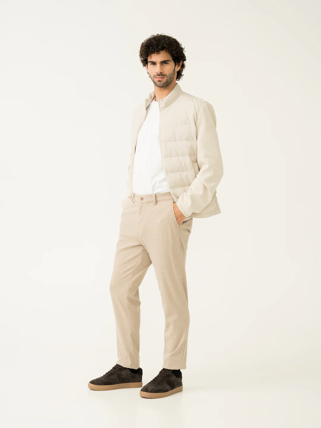 Dune Khaki Checks Power-Stretch Pants - Image 5