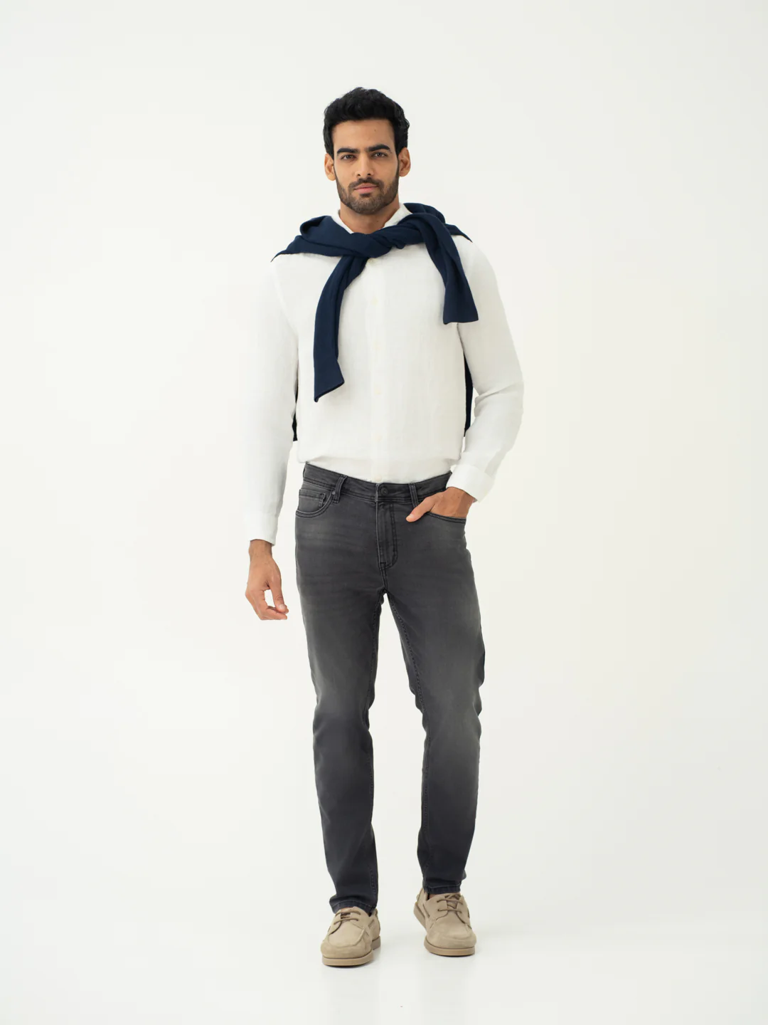Edge Grey Whiskered Slim Fit Jeans