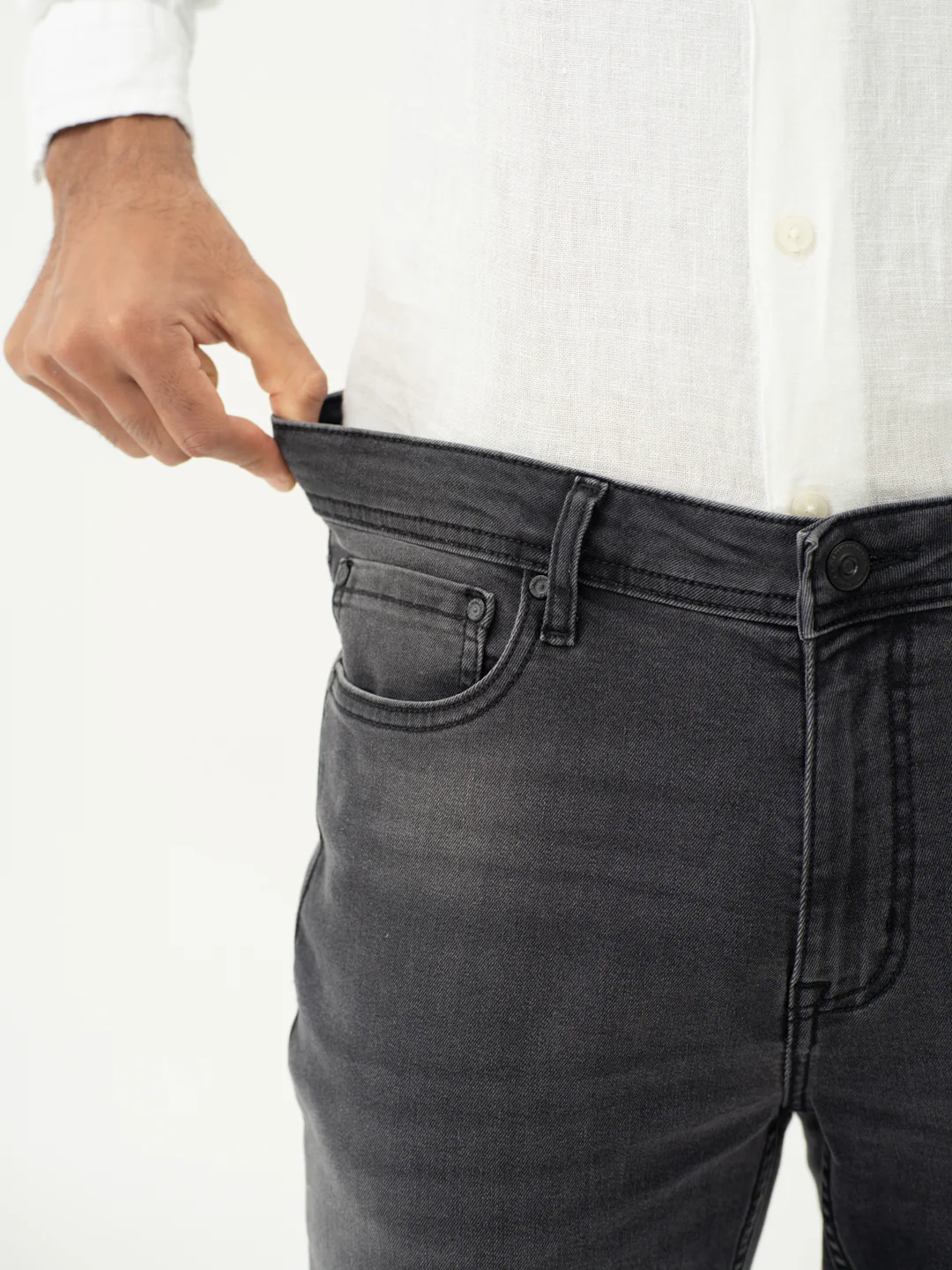Edge Grey Whiskered Slim Fit Jeans - Image 4