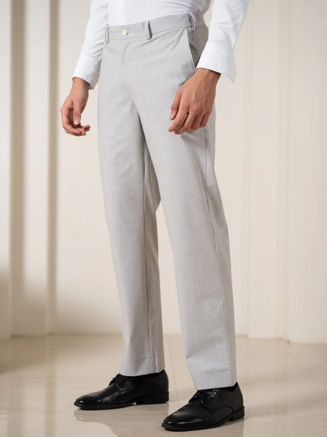 Ethereal Grey Melange Stretch Formal Pants - Image 7