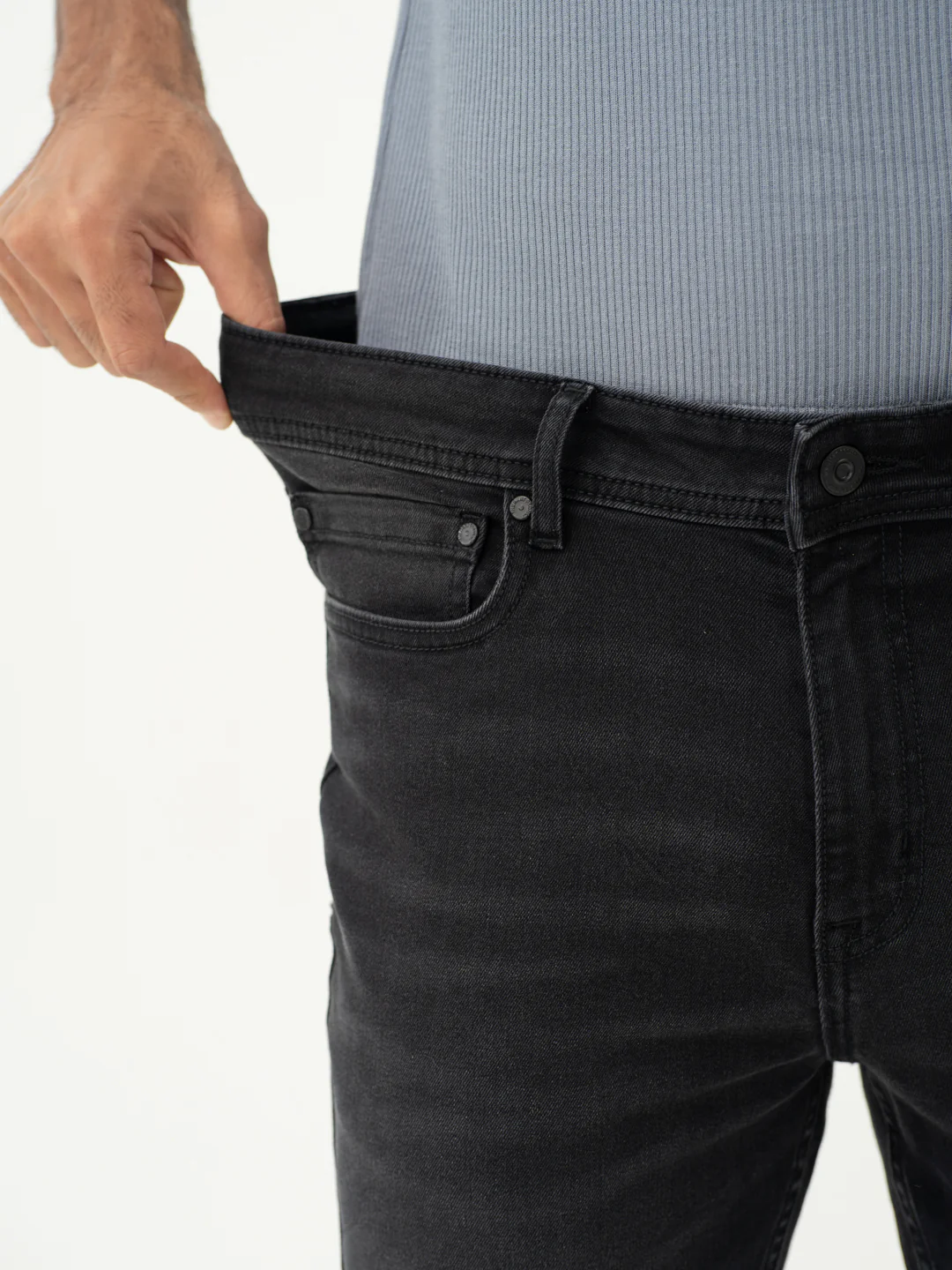 Forge Black Whiskered Slim Fit Jeans - Image 3