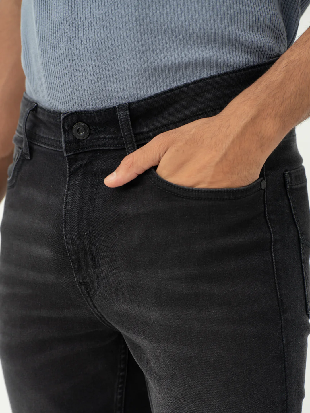 Forge Black Whiskered Slim Fit Jeans - Image 8