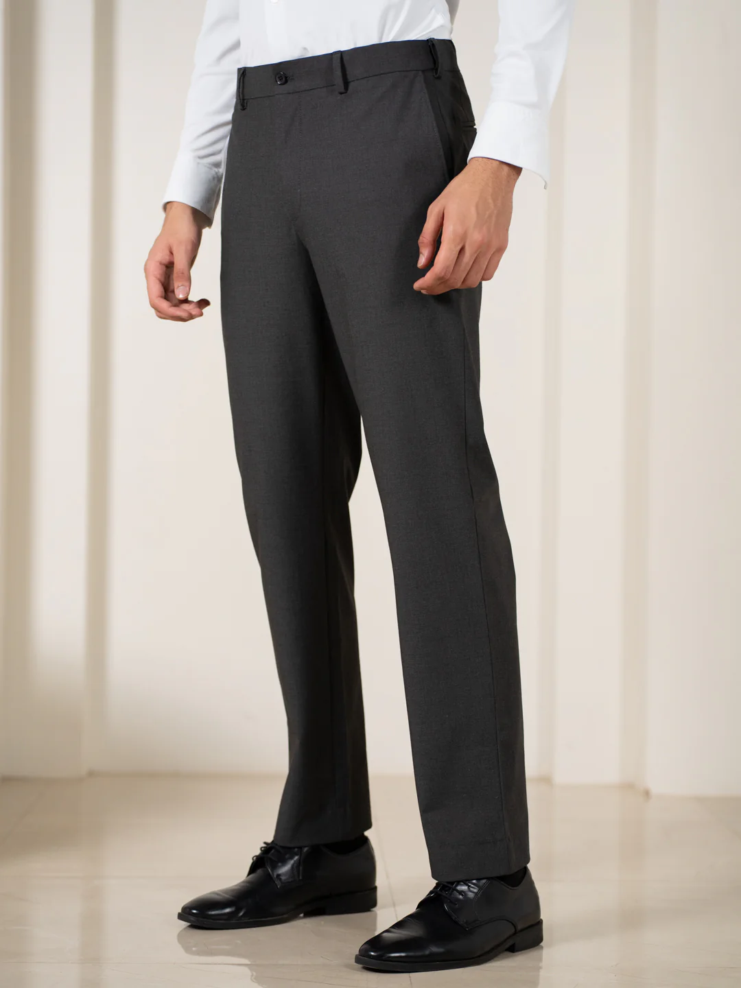 Grand Grey Relaxed Fit Stretch Formal Pants - Image 8