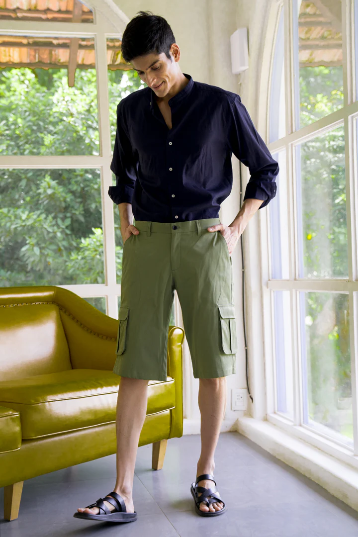 Herb Olive Stretch Cargo Shorts - Image 2