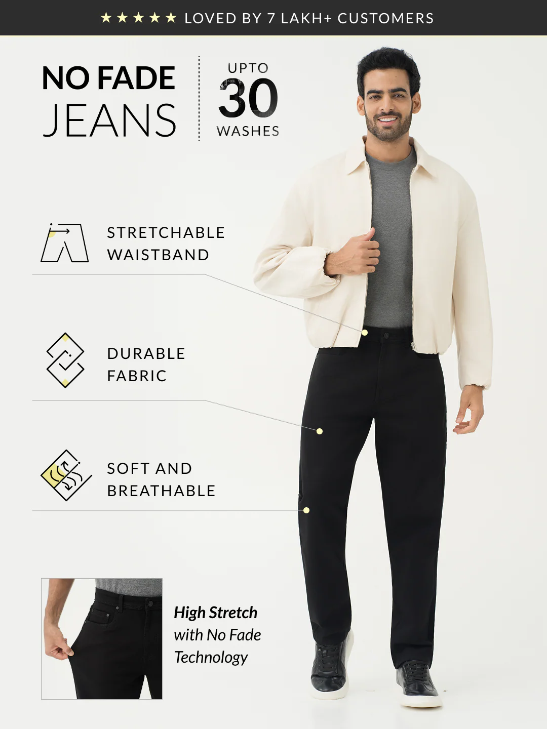 Inklock Black No Fade Jeans - Relaxed Fit - Image 3