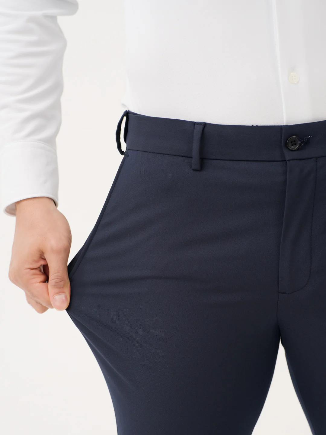 Kairo Navy Luxury Twill Relaxed Fit Stretch Formal Pants - Image 4
