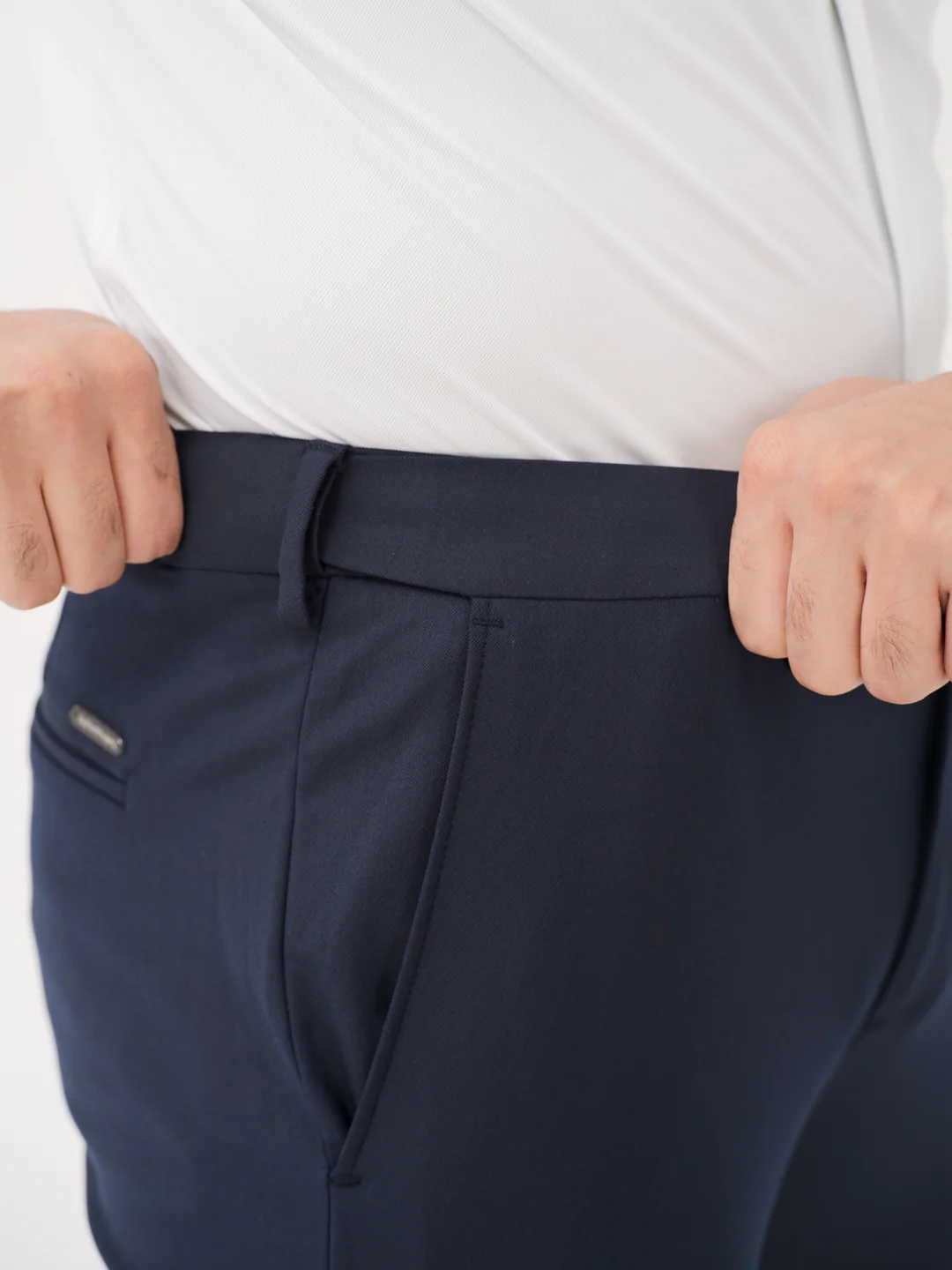 Kairo Navy Luxury Twill Relaxed Fit Stretch Formal Pants - Image 5