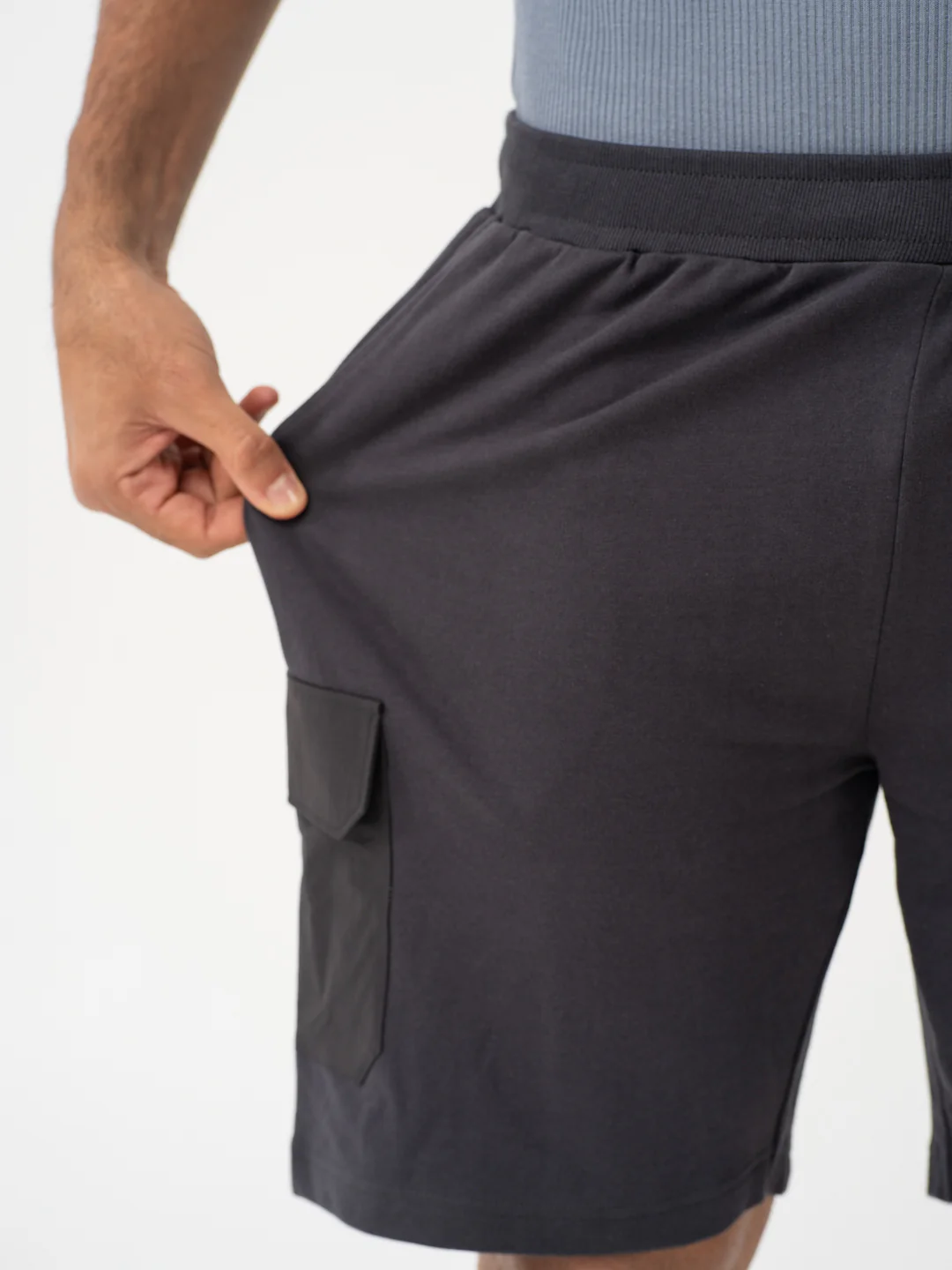 Lint Grey Relaxed Fit Cargo Sweatshorts - Image 5