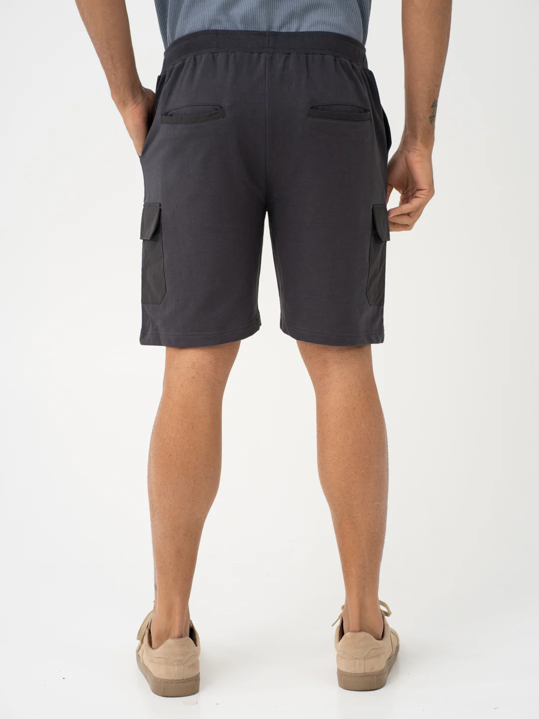 Lint Grey Relaxed Fit Cargo Sweatshorts - Image 8