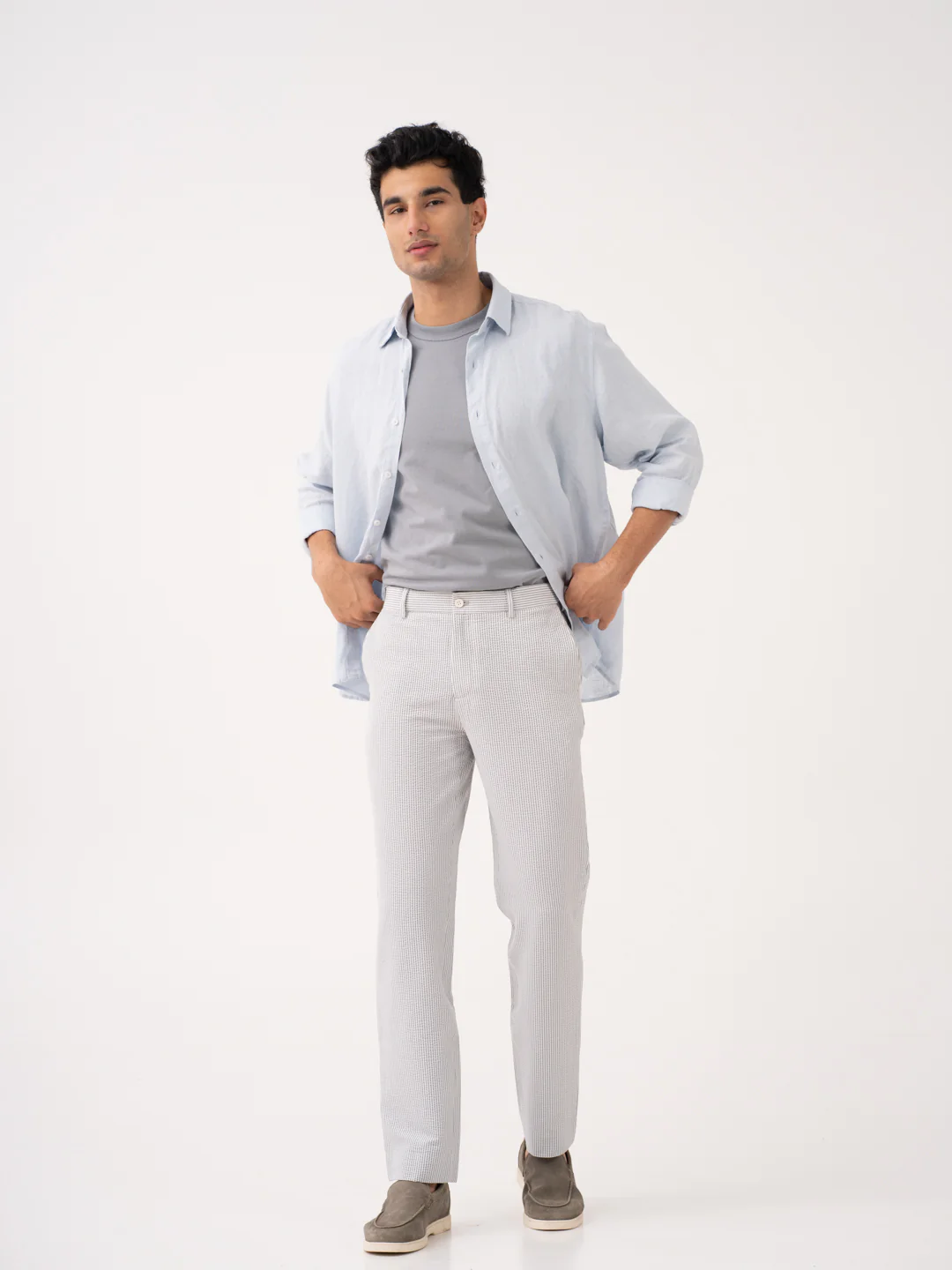 Luna Grey Stripes Seersucker Pants