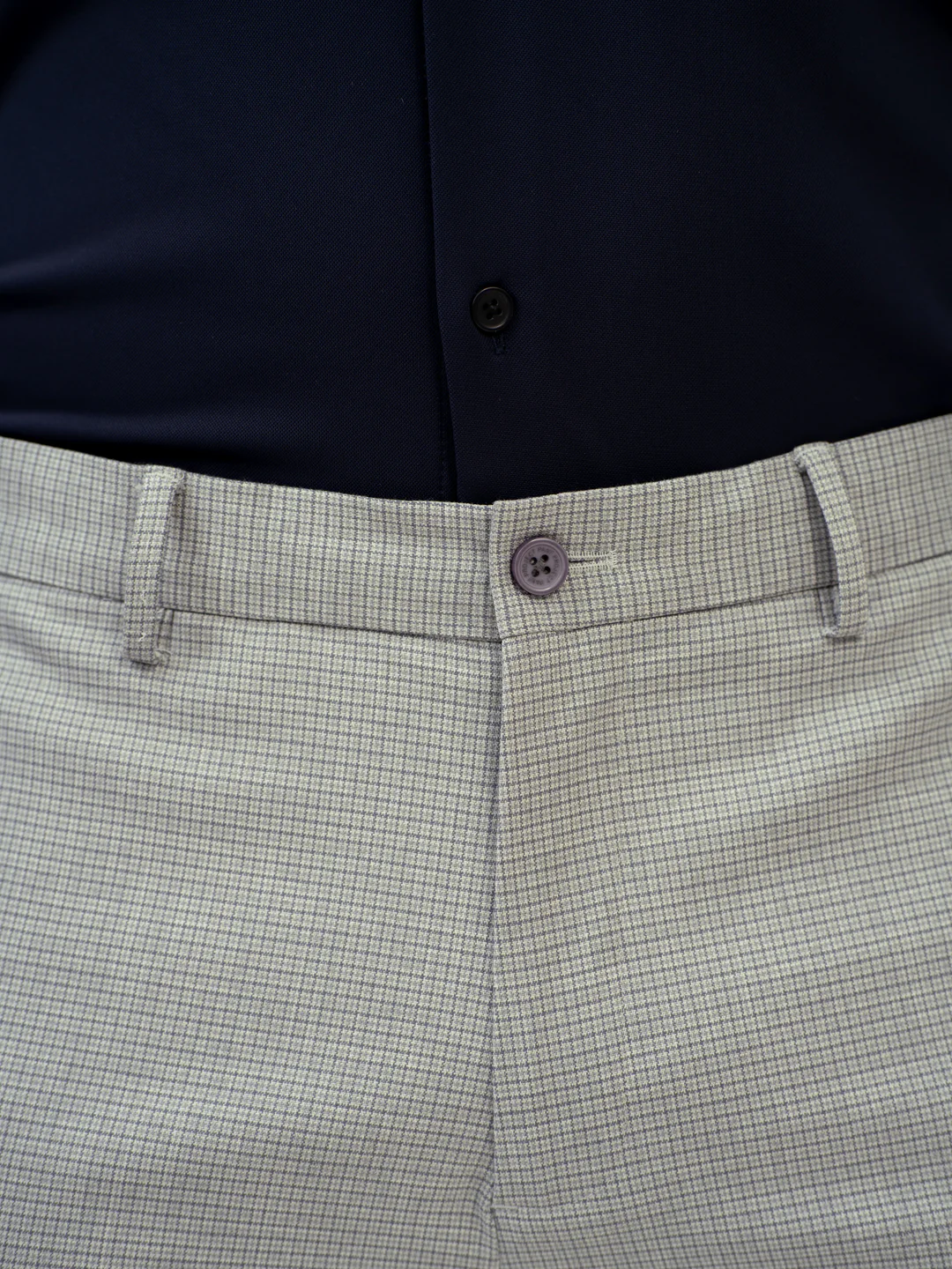 Marble Grey Micro Checks Stretch Pants - Image 5