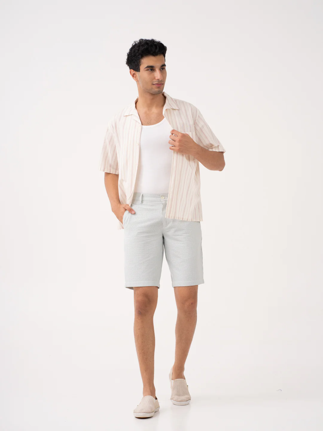 Meadow Green Stripes Seersucker Chino Shorts