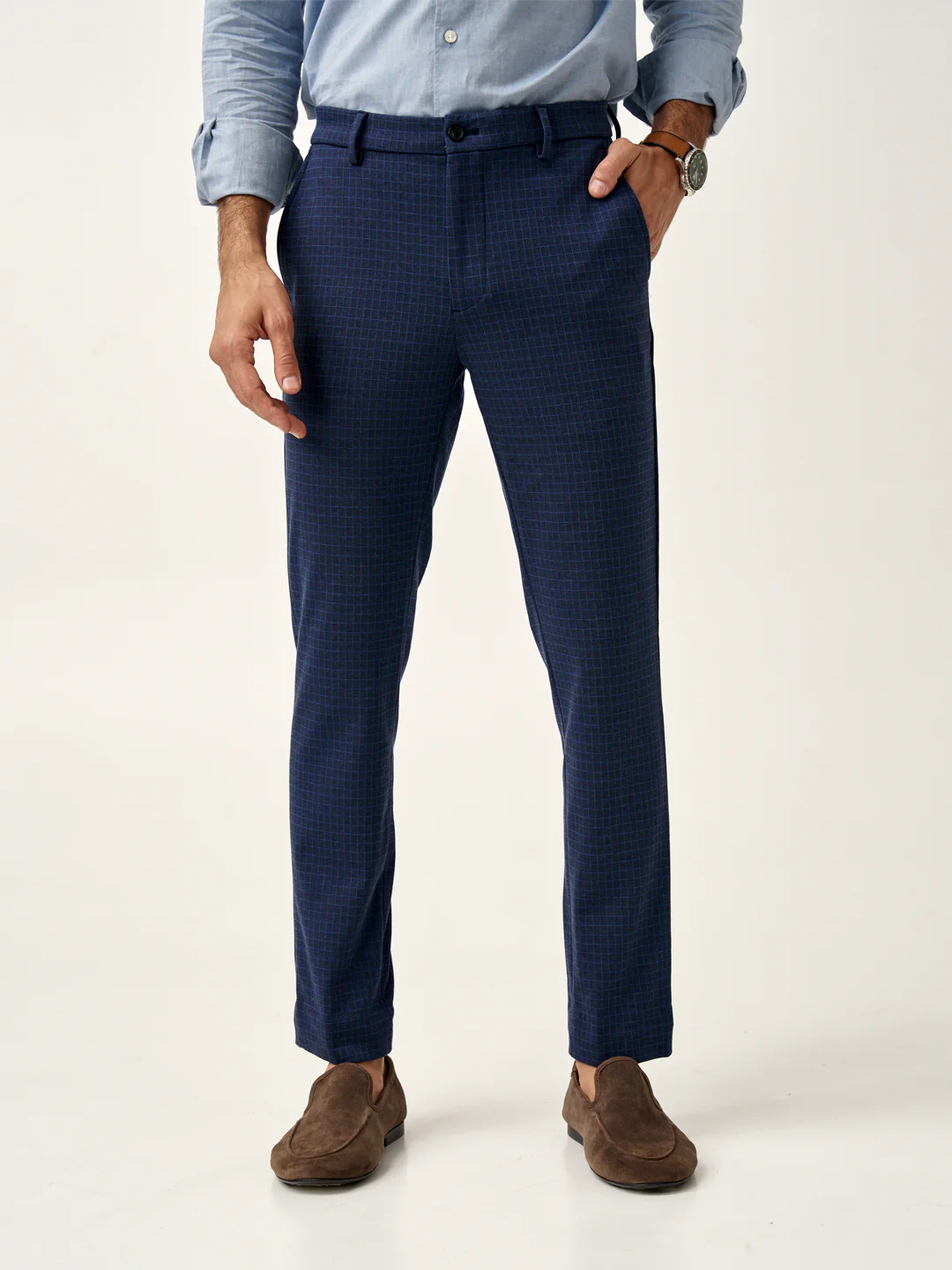 Metro Blue Checks Power-Stretch Pants - Image 4
