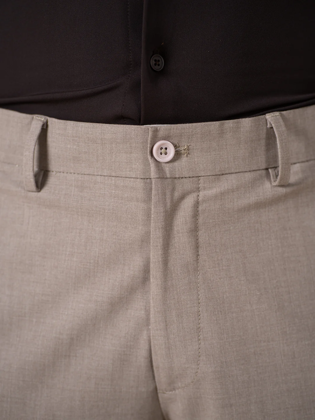 Muted Khaki Relaxed Fit Stretch Formal Pants - Image 5