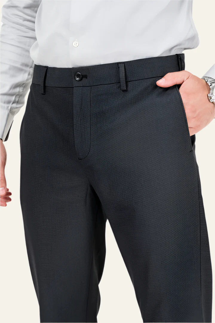 New York Black Micro Checks Stretch Pants