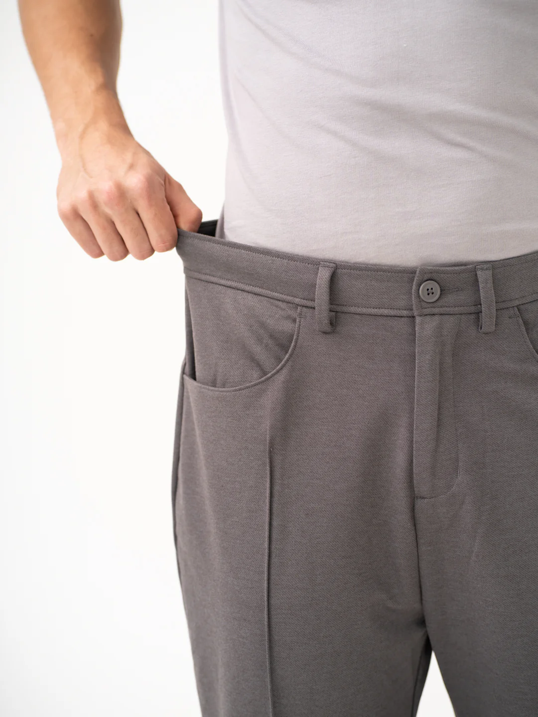Pablo Grey Relaxed Fit Korean Pintuck Pants - Image 5