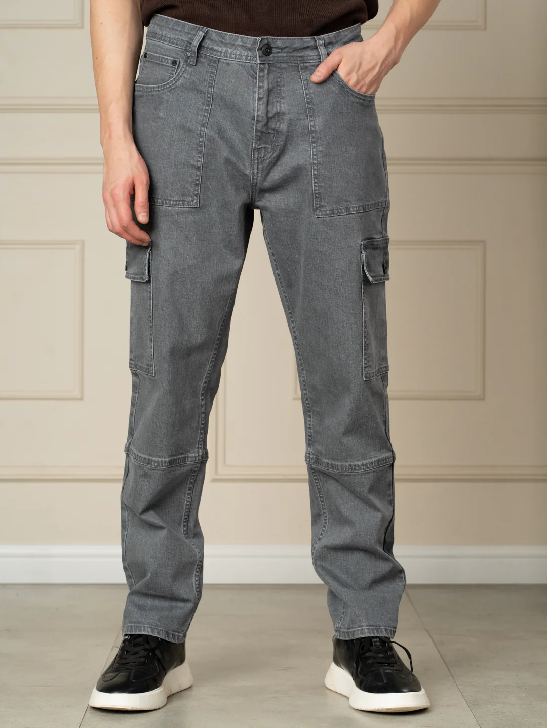 Peak Grey Relaxed Fit Denim Cargos