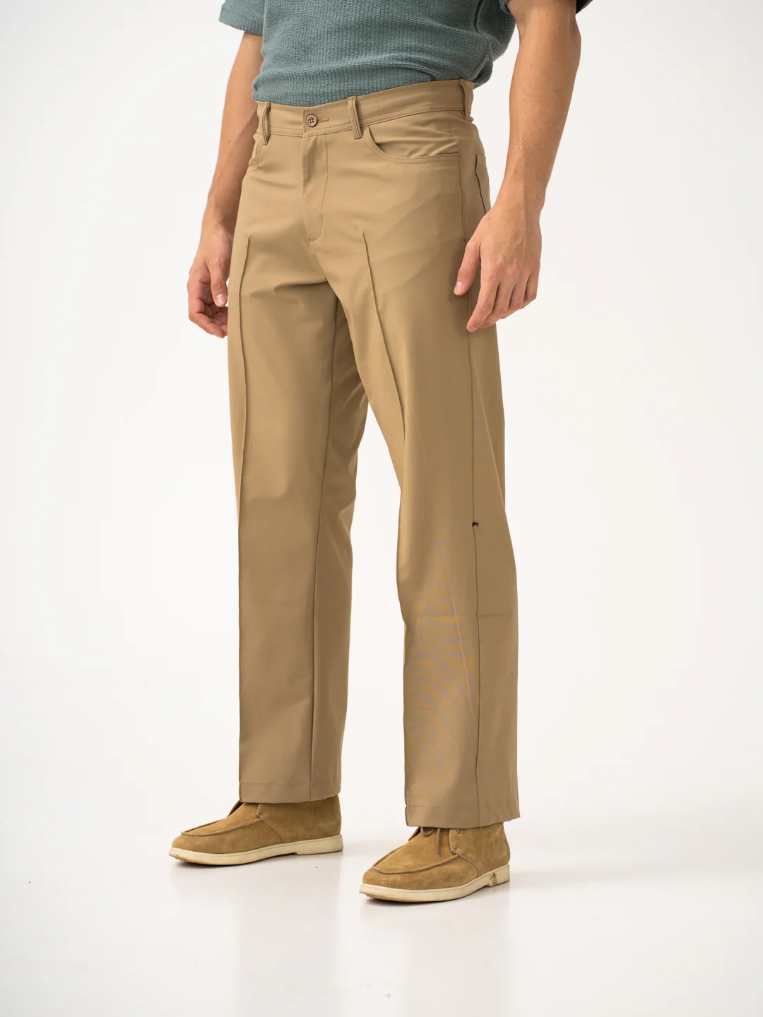 Pecan Khaki Relaxed Fit Korean Pintuck Pants - Image 2