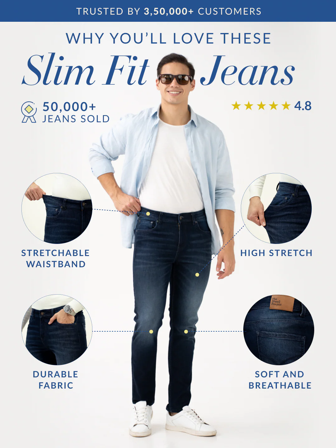 Polar Blue Whiskered Slim Fit Jeans - Image 3