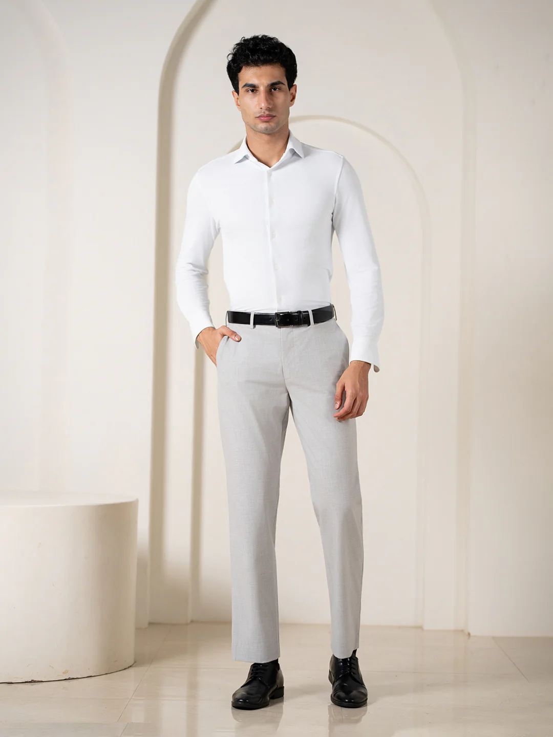 Prestige Grey Relaxed Fit Stretch Formal Pants - Image 3