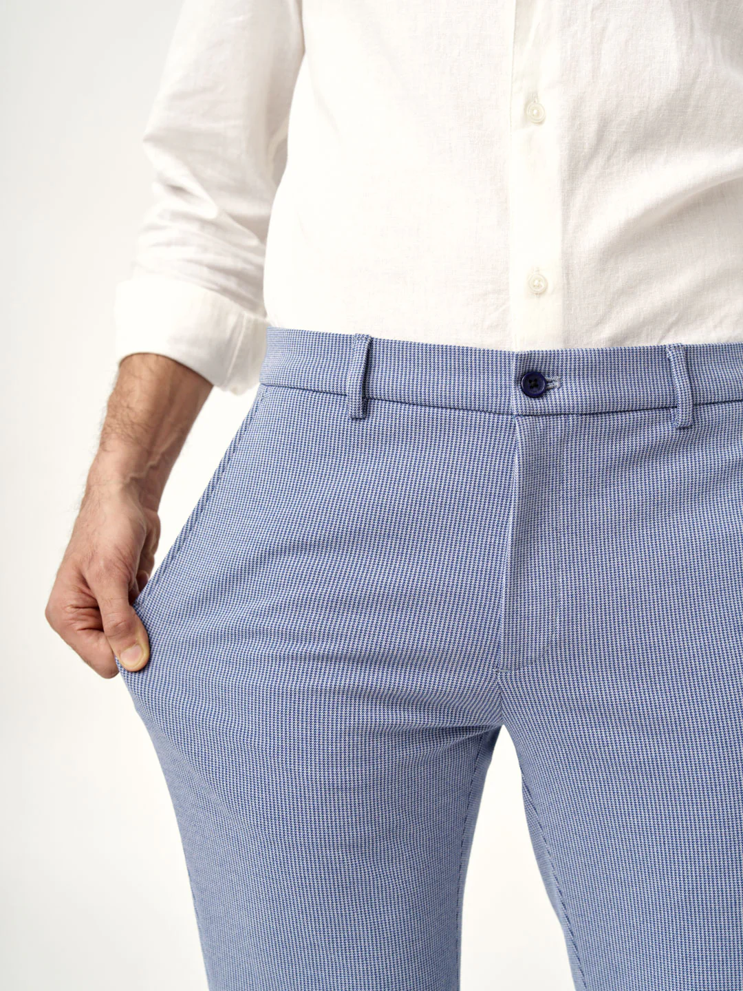 Scottish Blue Houndstooth Power-Stretch Pants