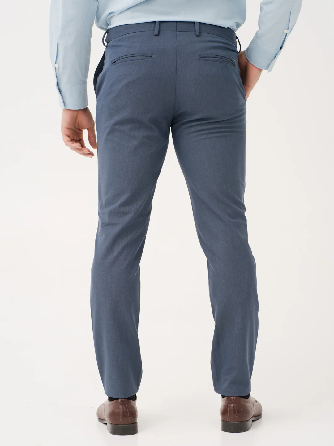 Solace Blue Luxury Twill Relaxed Fit Stretch Formal Pants - Image 6