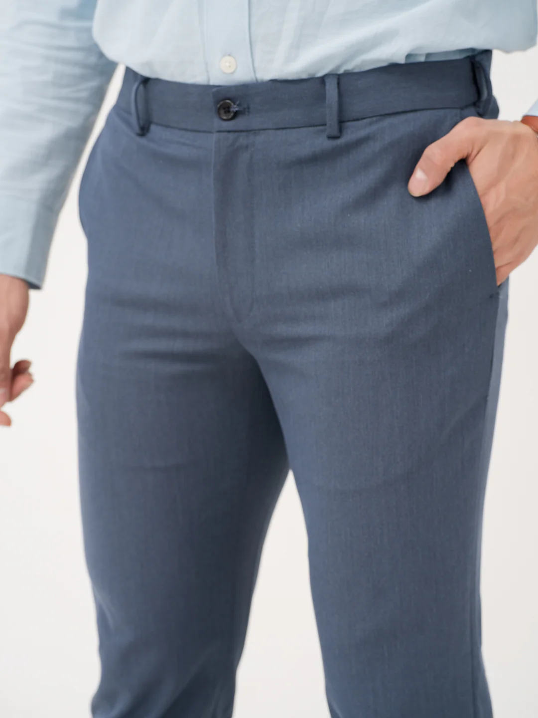 Solace Blue Luxury Twill Relaxed Fit Stretch Formal Pants - Image 8