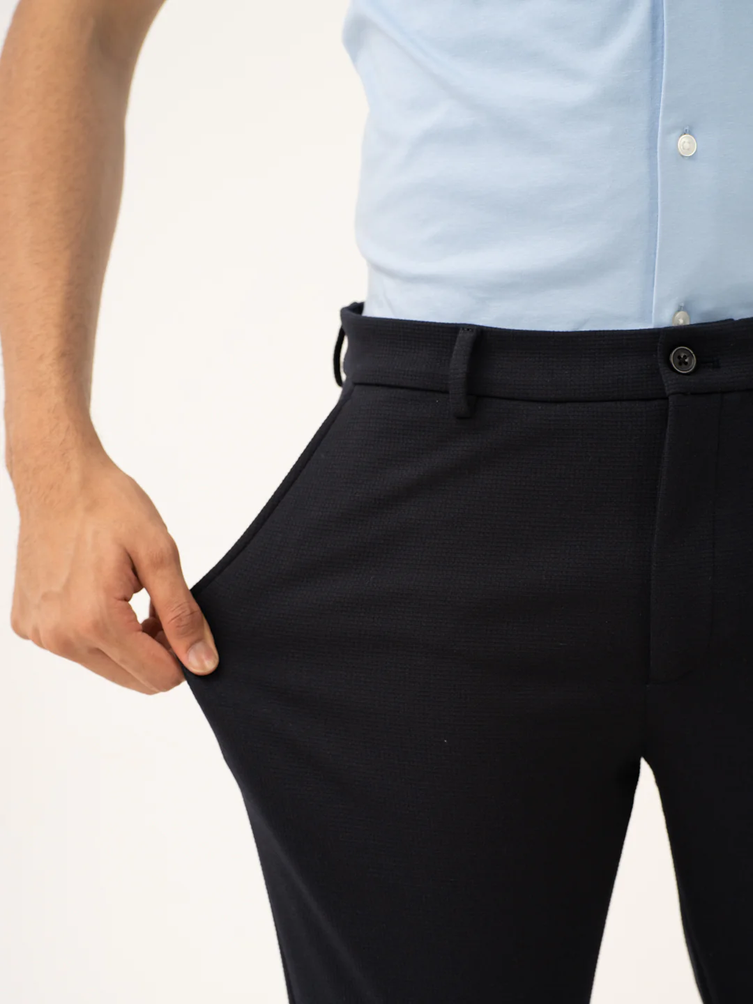 Terminal Navy Waffle Textured Power-Stretch Pants