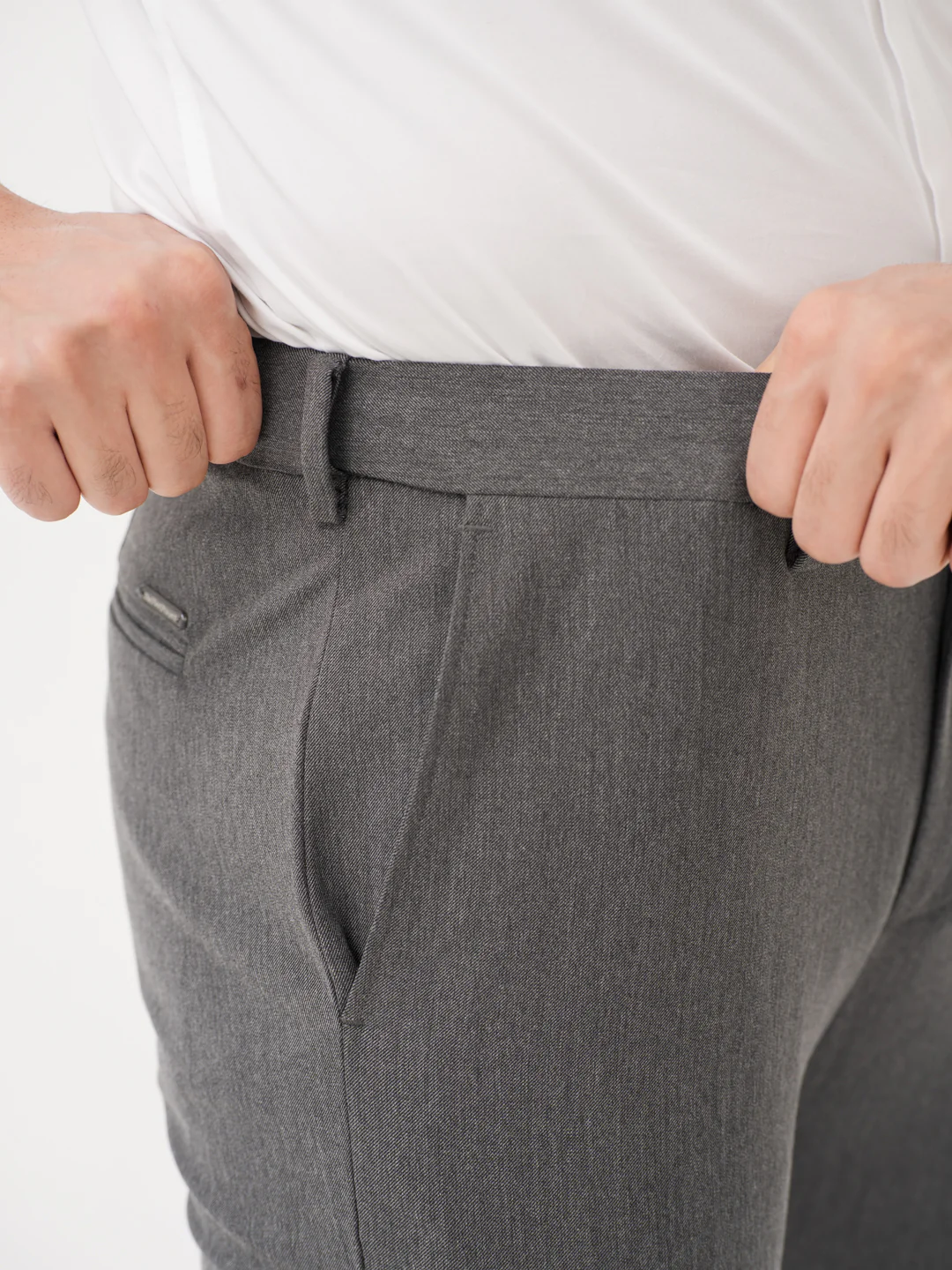 Thorne Grey Luxury Twill Relaxed Fit Stretch Formal Pants - Image 4