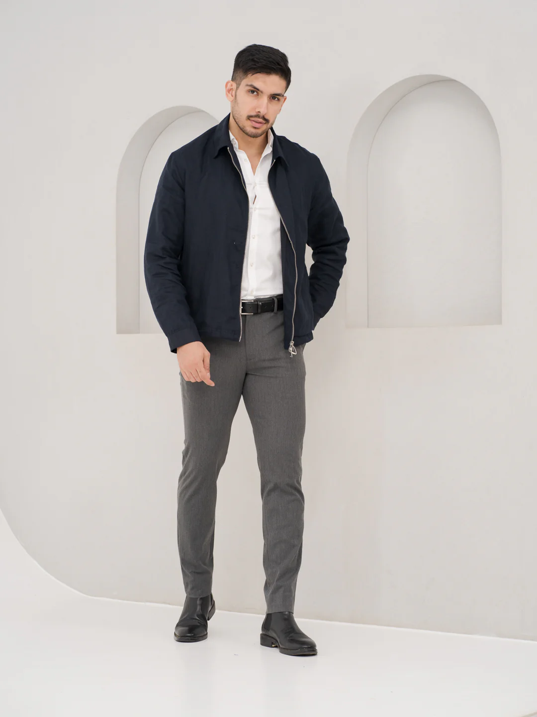 Thorne Grey Luxury Twill Relaxed Fit Stretch Formal Pants - Image 5
