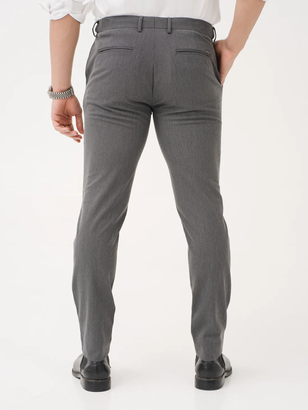 Thorne Grey Luxury Twill Relaxed Fit Stretch Formal Pants - Image 6