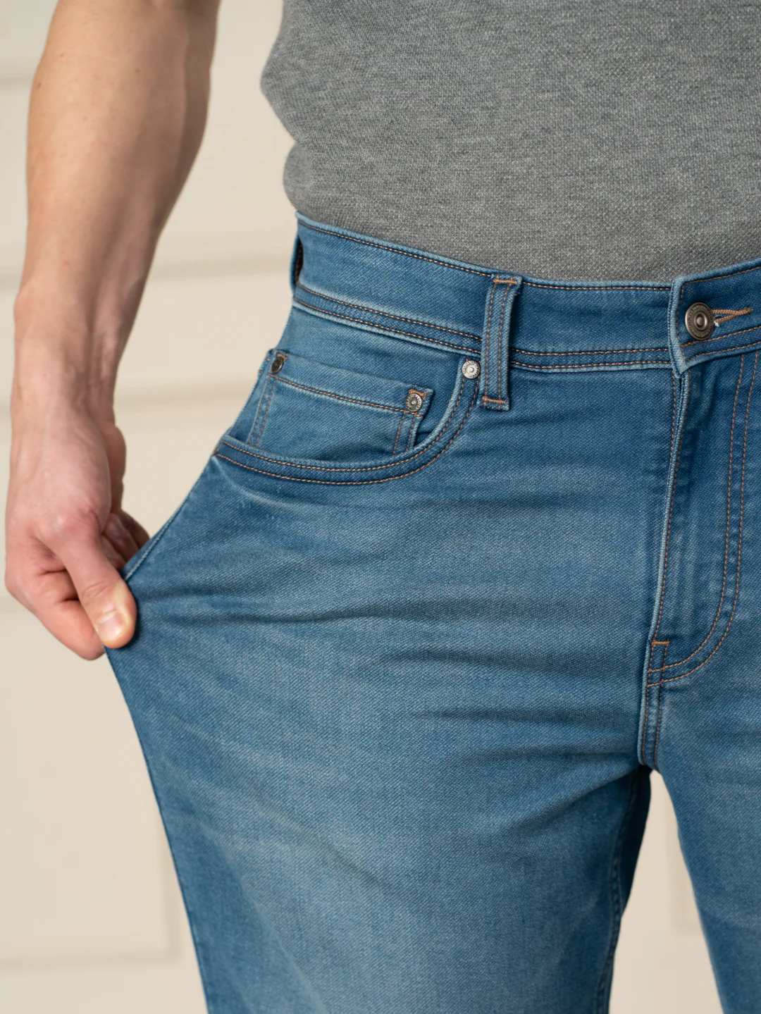 Walking Blue Tinted Whiskered Relaxed Fit Jeans - Image 4