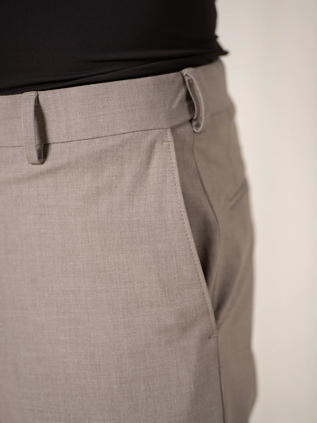 Whispering Khaki Melange Stretch Formal Pants - Image 10